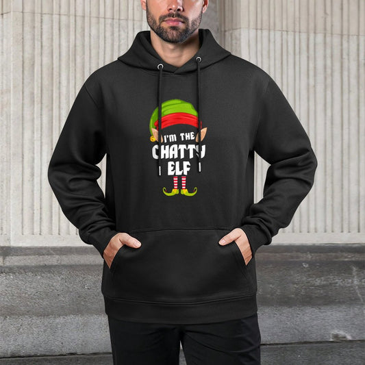 Funny Chatty Elf Matching Family Group PJ Christmas Cotton-Polyester Blend Hoodie