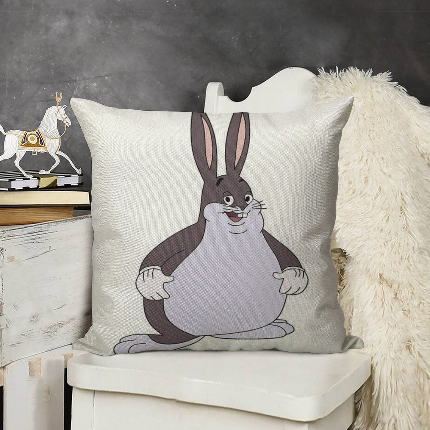 Chubby Chungus Linen Throw Pillow Cover