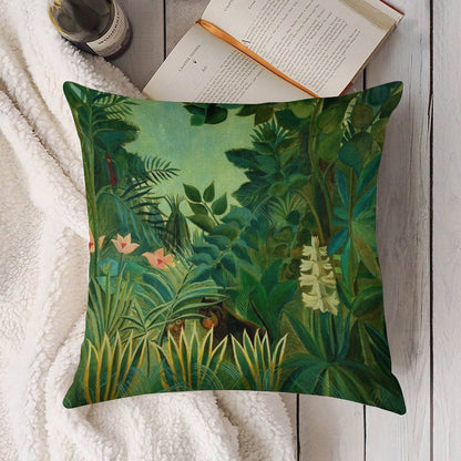 Henri Rousseau The Equatorial Jungle, 1909 Linen Throw Pillow Cover