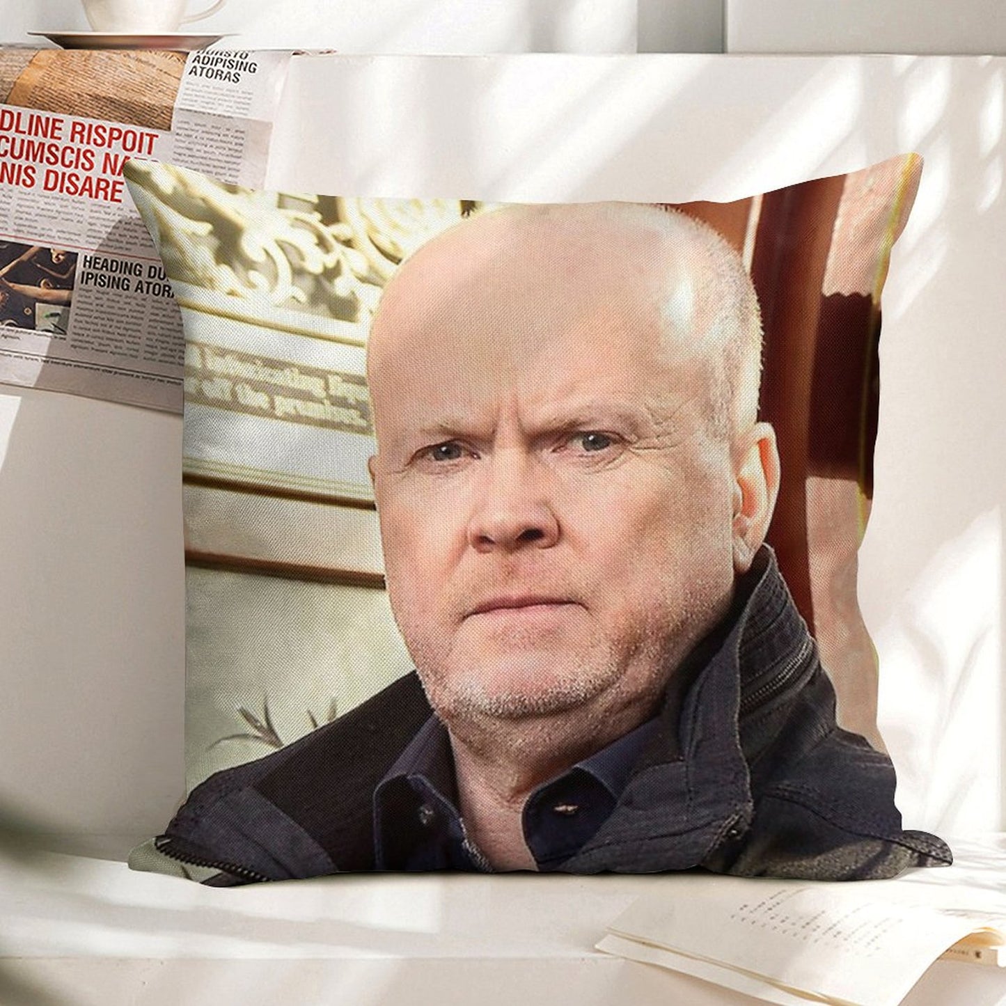 Phil Mitchell Eastenders And British TV Icon (Steve McFadden) Linen Throw Pillow Cover
