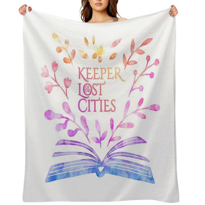 Keeper of The Lost Cities Watercolor Bookish Design Throw Blanket