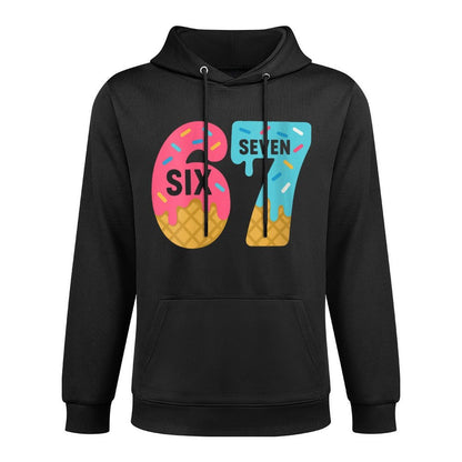 Womens Six Seven Ice Cream Drip Cool Meme 67 Funny Dripping Kids Kangaroo Pocket Hoodie