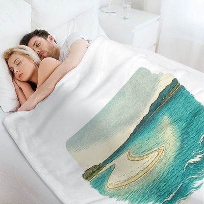 Sandbar Seascape Art  Serene Coastal View - Retro Island Vibes Throw Blanket