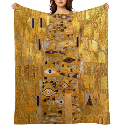 Adele Bloch-Bauer I - Detail by Gustav Klimt Gold Throw Blanket