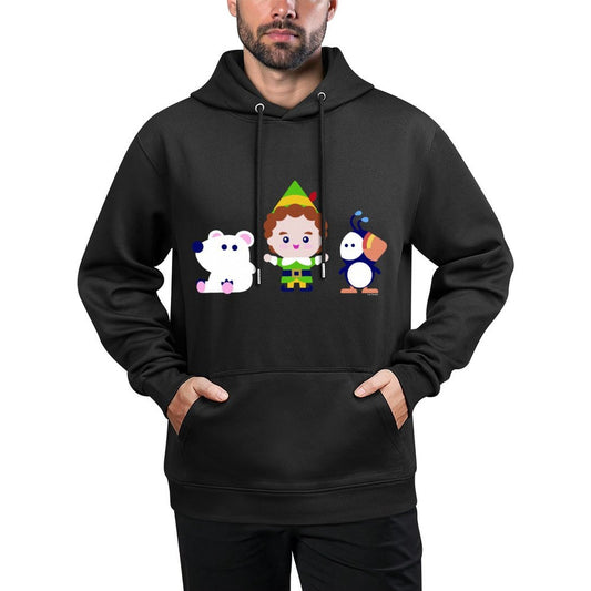 Elf Christmas Polar Bear Buddy And Artic Puffin Best Friends Cotton-Polyester Blend Hoodie