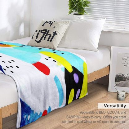 Marine Blue And White Abstract Art Throw Blanket