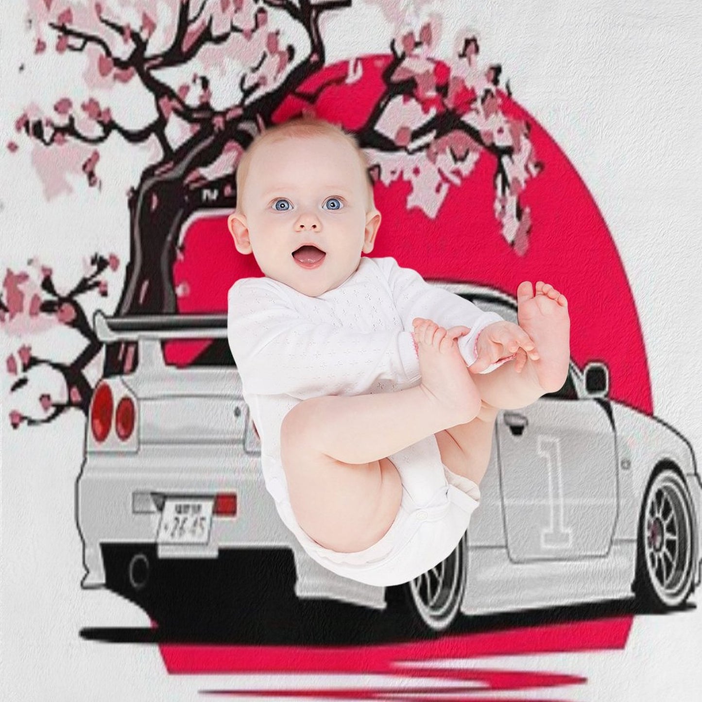 R34 GTR Japan White Throw Blanket