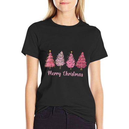 Merry And Bright Pink Christmas Tree Pink Christmas Tree  Slim-fit Cut T-Shirt