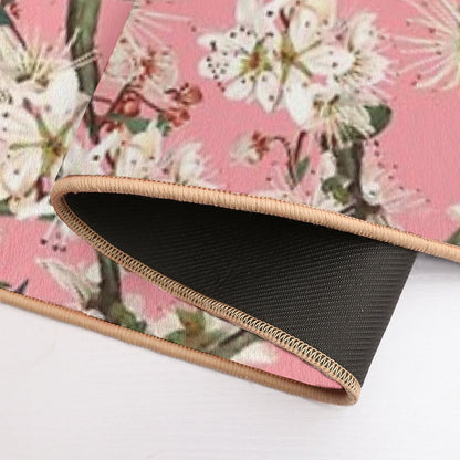 Cherry Blossom On Bright Pink Feminine Print  Fade-Resistant Bath Mat