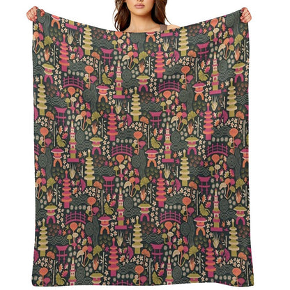 Zen Garden Based on The Japanese Tea Garden in Golden Gate Park Throw Blanket