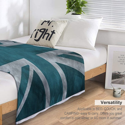 Teal Distressed Union Jack Throw Blanket