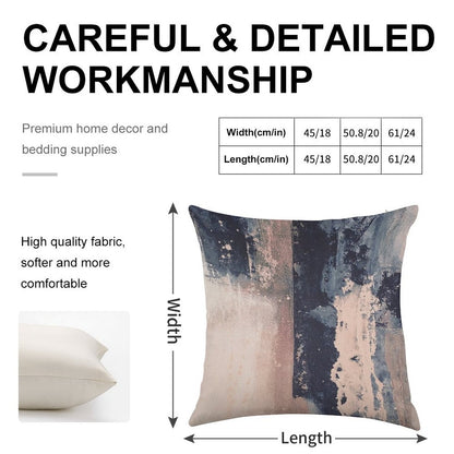 Horizontal Pink Navy Linen Throw Pillow Cover