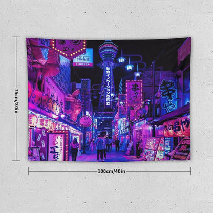 Osaka City Anime Scenes Tapestry