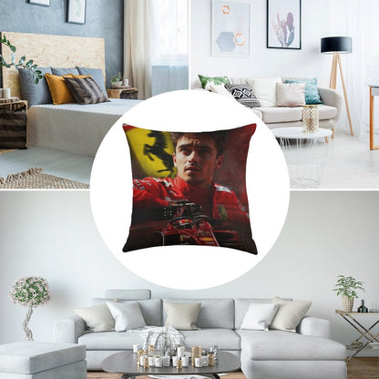 Charles Leclerc F1 2022 Linen Throw Pillow Cover