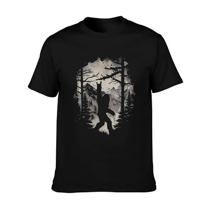 Rock On Bigfoot Sasquatch Loves Rock And Roll Mountain Trees T-Shirt