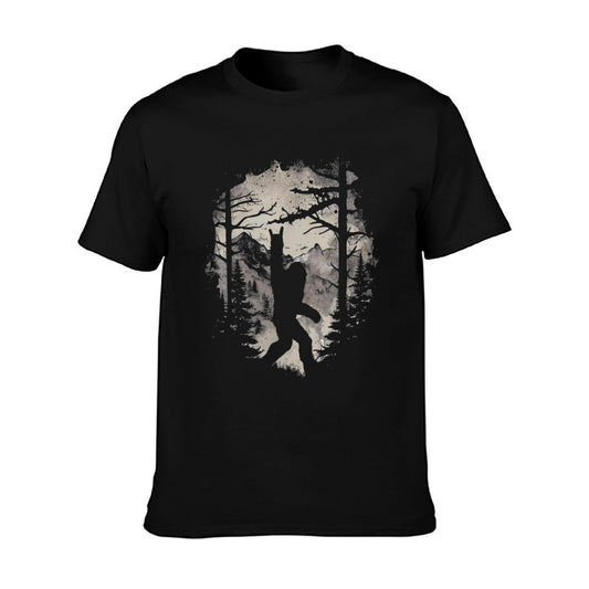 Rock On Bigfoot Sasquatch Loves Rock And Roll Mountain Trees T-Shirt