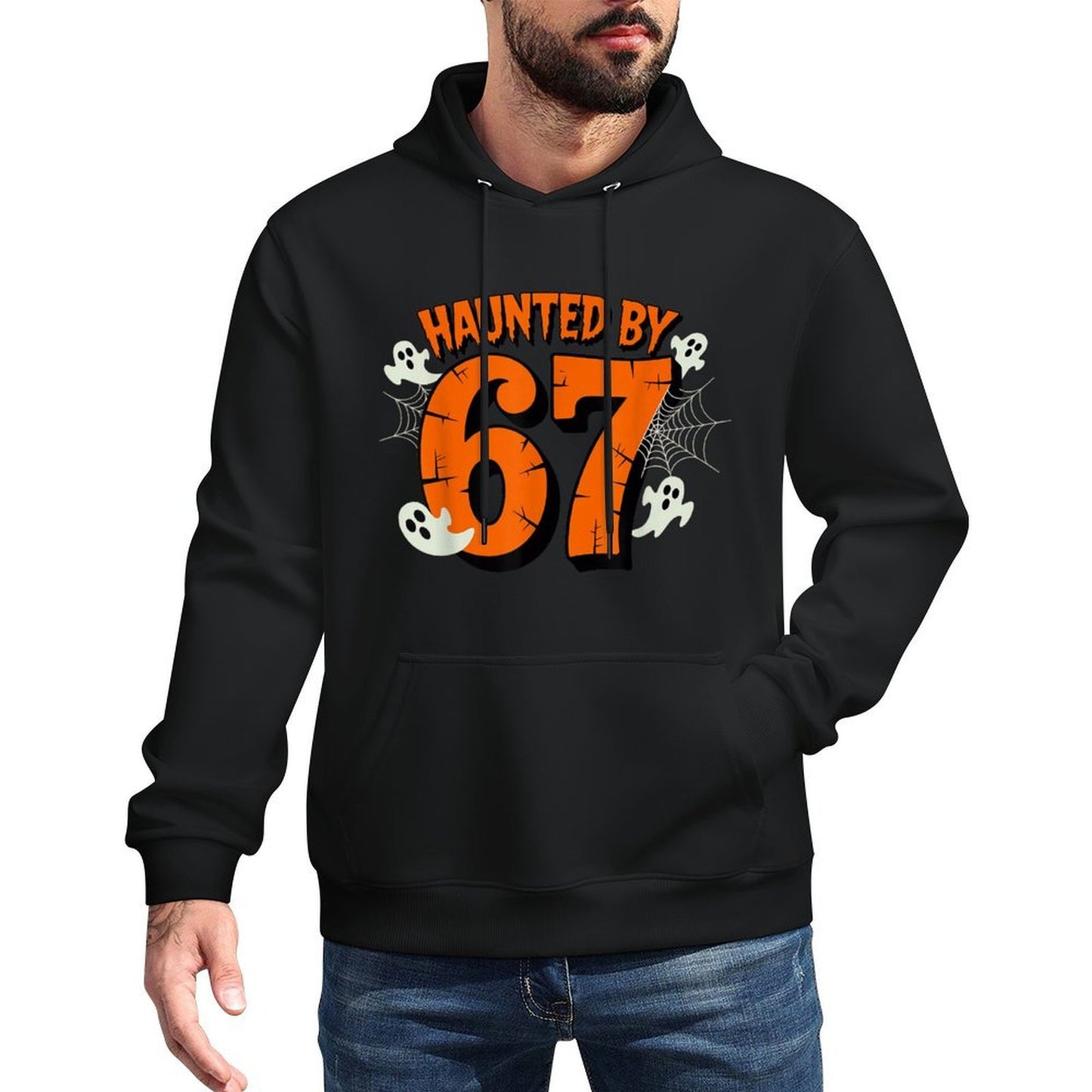 Haunted by 67 Halloween Funny 67 Meme Six Seven Ghost Layering Staple Hoodie