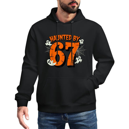 Haunted by 67 Halloween Funny 67 Meme Six Seven Ghost Layering Staple Hoodie