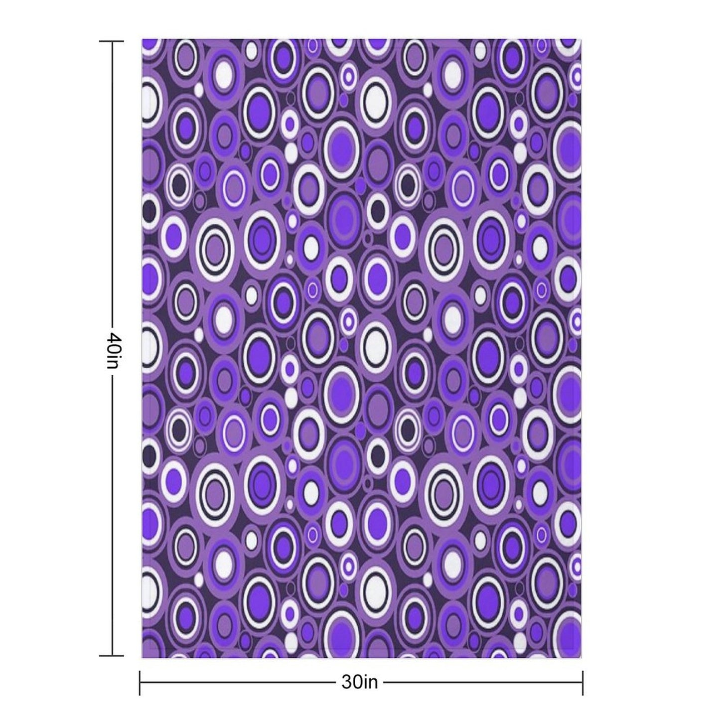 Ultra Violet, Purple And White Circle Retro Pattern Throw Blanket