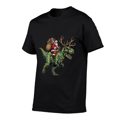 Funny Santa Riding Dinosaur T Rex Christmas Boys Men Kids  Versatile T-Shirt