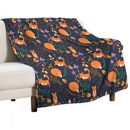 Foxes in The Magic Forest Throw Blanket