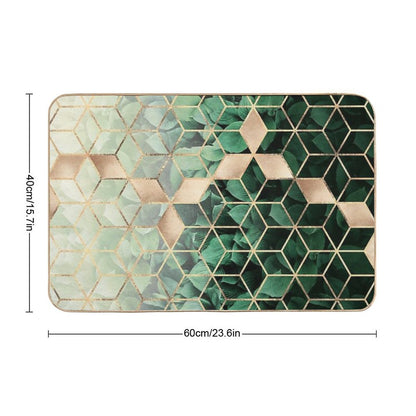 Leaves And Cubes Bath Mat