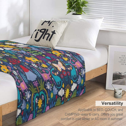 Peace, Love And Dinosaurs - Cute Animal Pattern by Cecca Designs Throw Blanket
