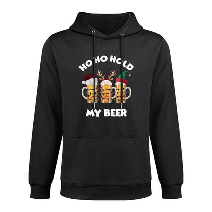 Christmas Ho Ho Hold My Beer Santa, Elf, And Reindeer Mugs Adjustable Hood Hoodie
