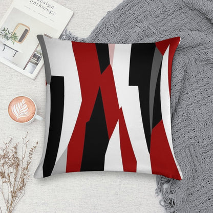 Red Black And White Abstract Soft Skin-Friendly Throw Pillow