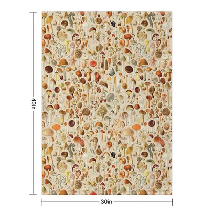 Vintage Mushroom Designs Collection Throw Blanket