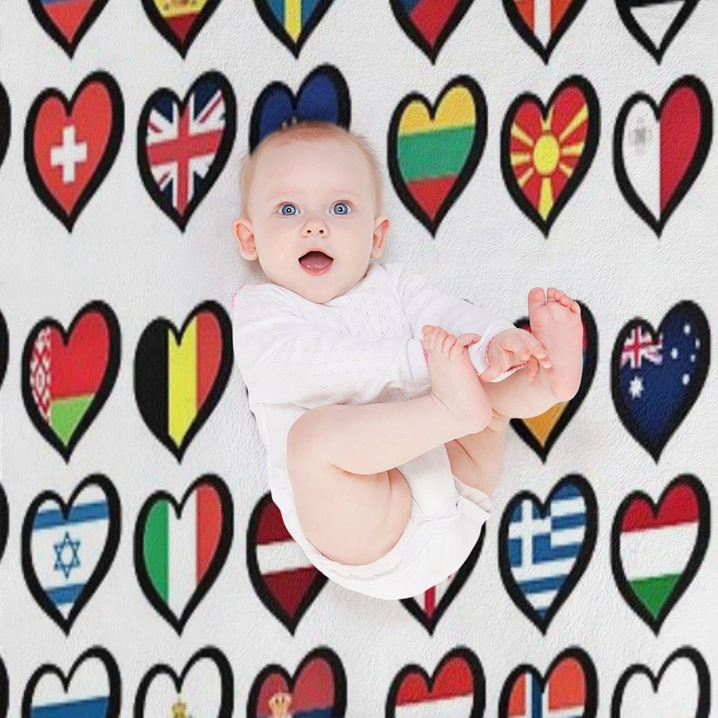 Eurovision Song Contest Flags Hearts ESC EBU Eurofans Throw Blanket