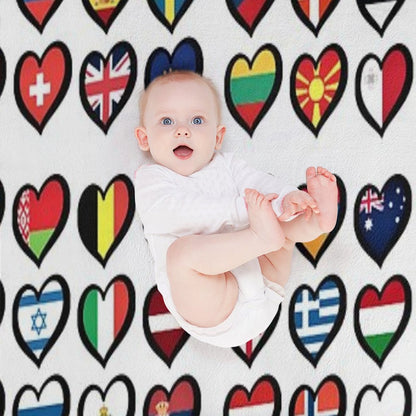 Eurovision Song Contest Flags Hearts ESC EBU Eurofans Throw Blanket