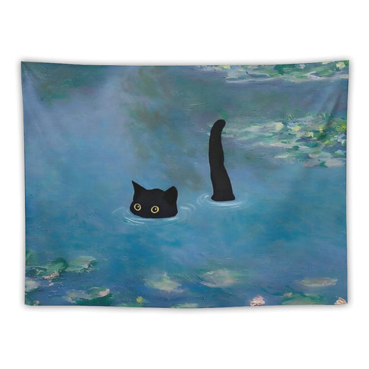 Cat Print Monet Waterlily Tapestry