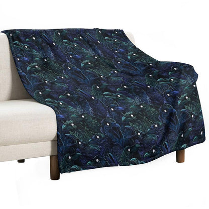 Raven Pattern Throw Blanket
