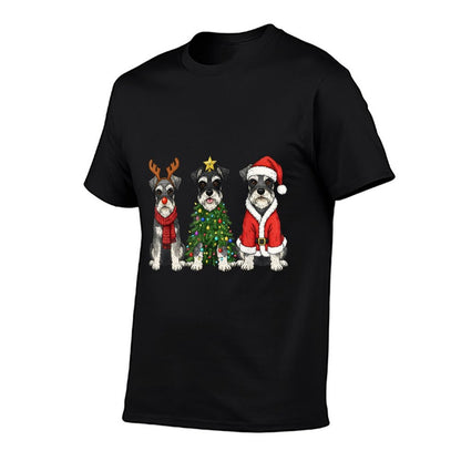 Retro Christmas Miniature Schnauzer Santa Reindeer Dog Lover  Lightweight T-Shirt