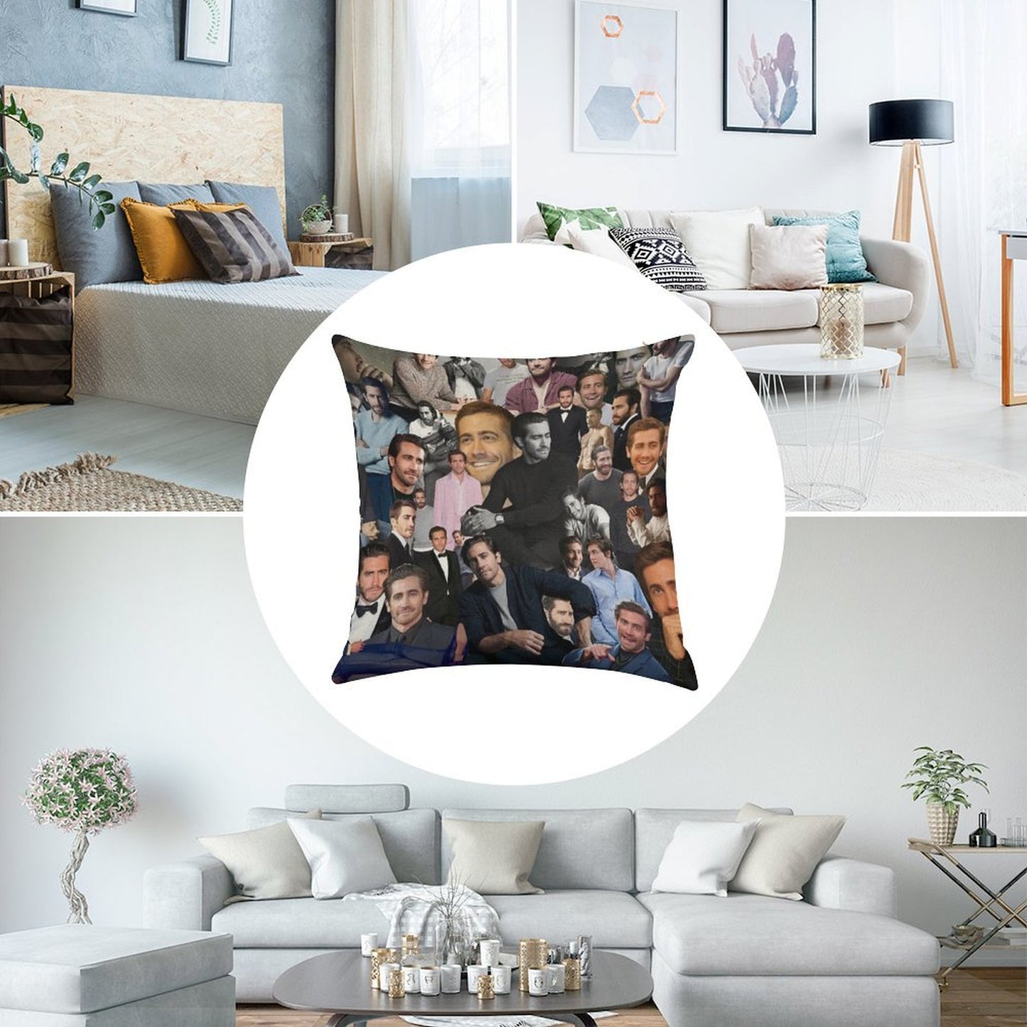 Jake Gyllenhaal Linen Throw Pillow Cover