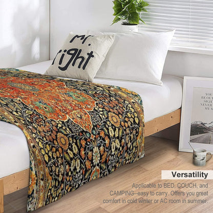 Antique Persian Mohtashem Kashan Rug Print Throw Blanket