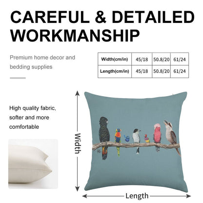 Australian Birds Linen Throw Pillow Cover