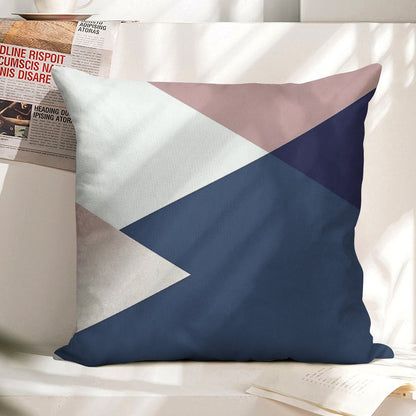 Geometrics - Blush Indigo Rose Gold Linen Throw Pillow Cover