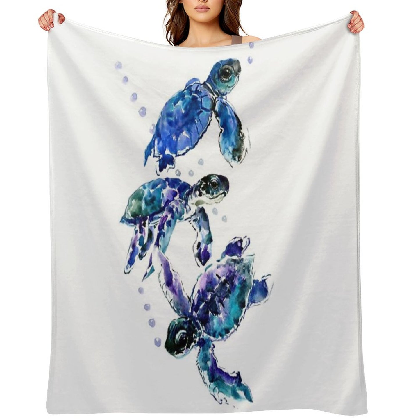 Three Sea Turtles Throw Blanket