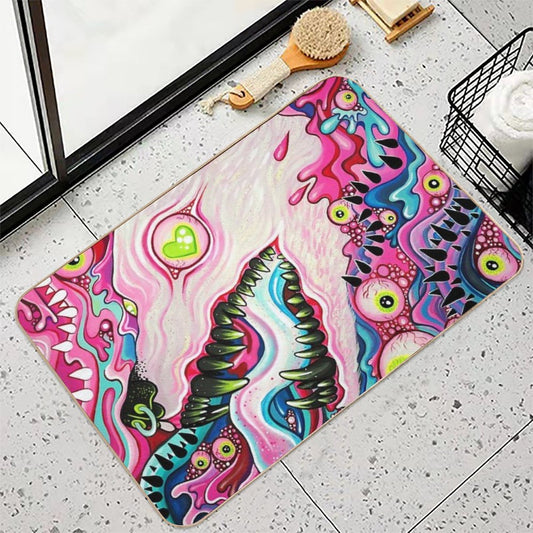 Glitterwolf Acrylic Painting  Long-Lasting Bath Mat