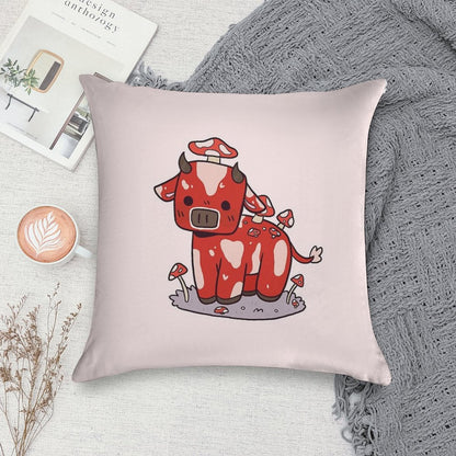 Little Mooshroom Soft Hidden Zipper Throw Pillow