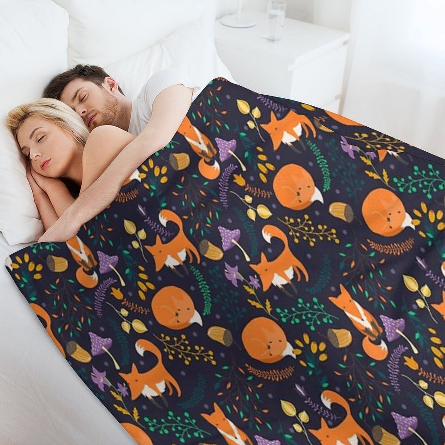 Foxes in The Magic Forest Throw Blanket