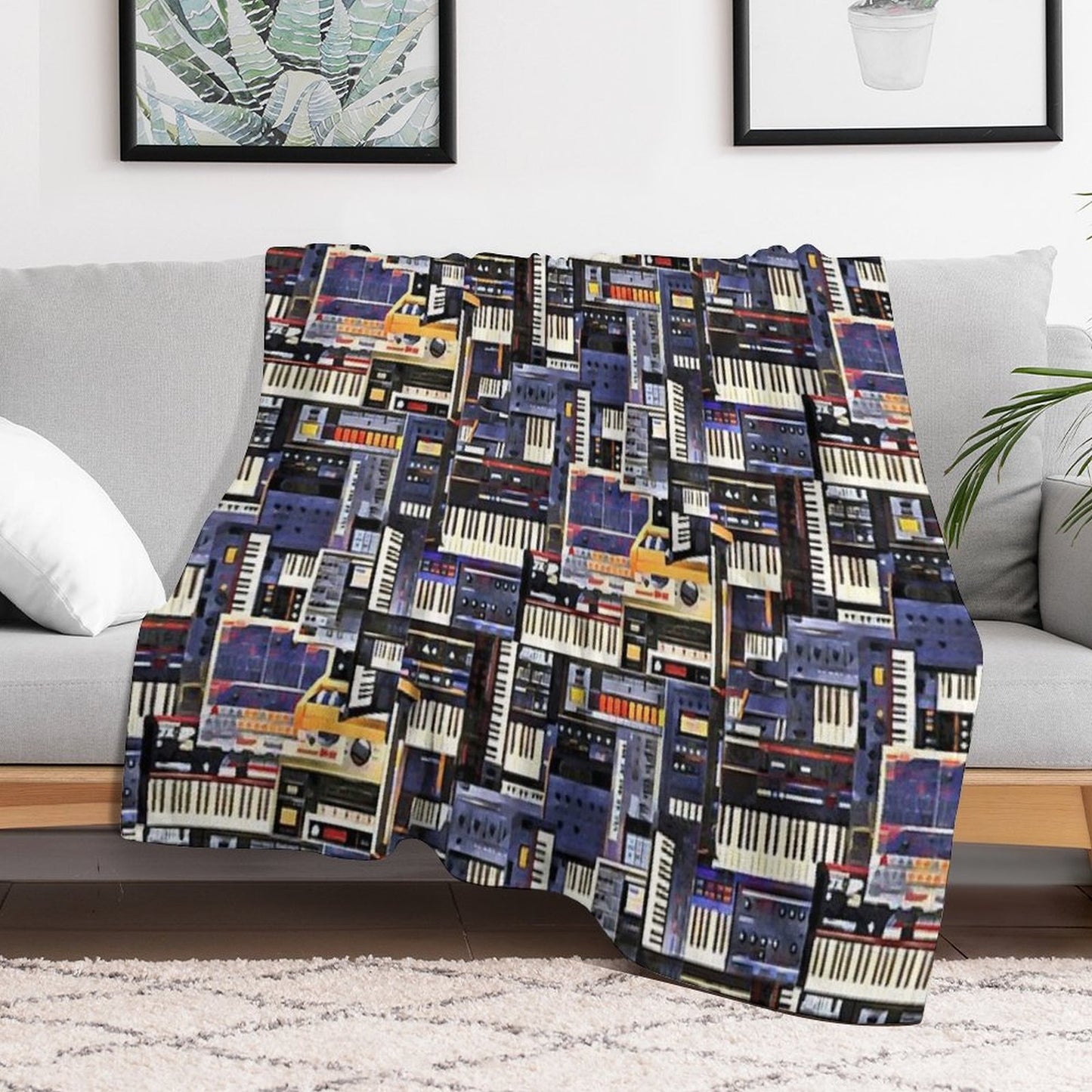 Synthesizer Lover Artwork Throw Blanket
