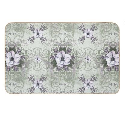 Sage And Lavender Vintage Style Floral Pattern Bath Mat