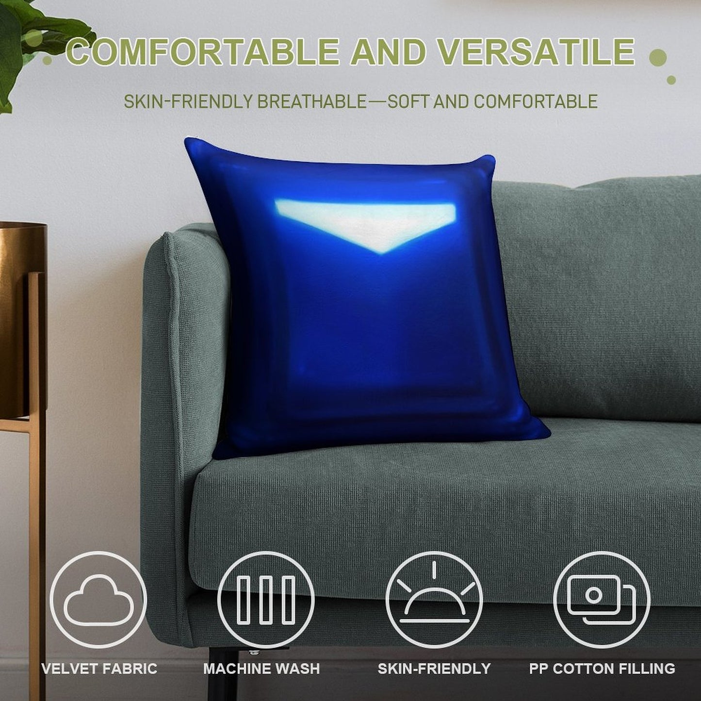Beat Saber Blue Block Throw Pillow Cover Soft High-Density Material Throw Pillow