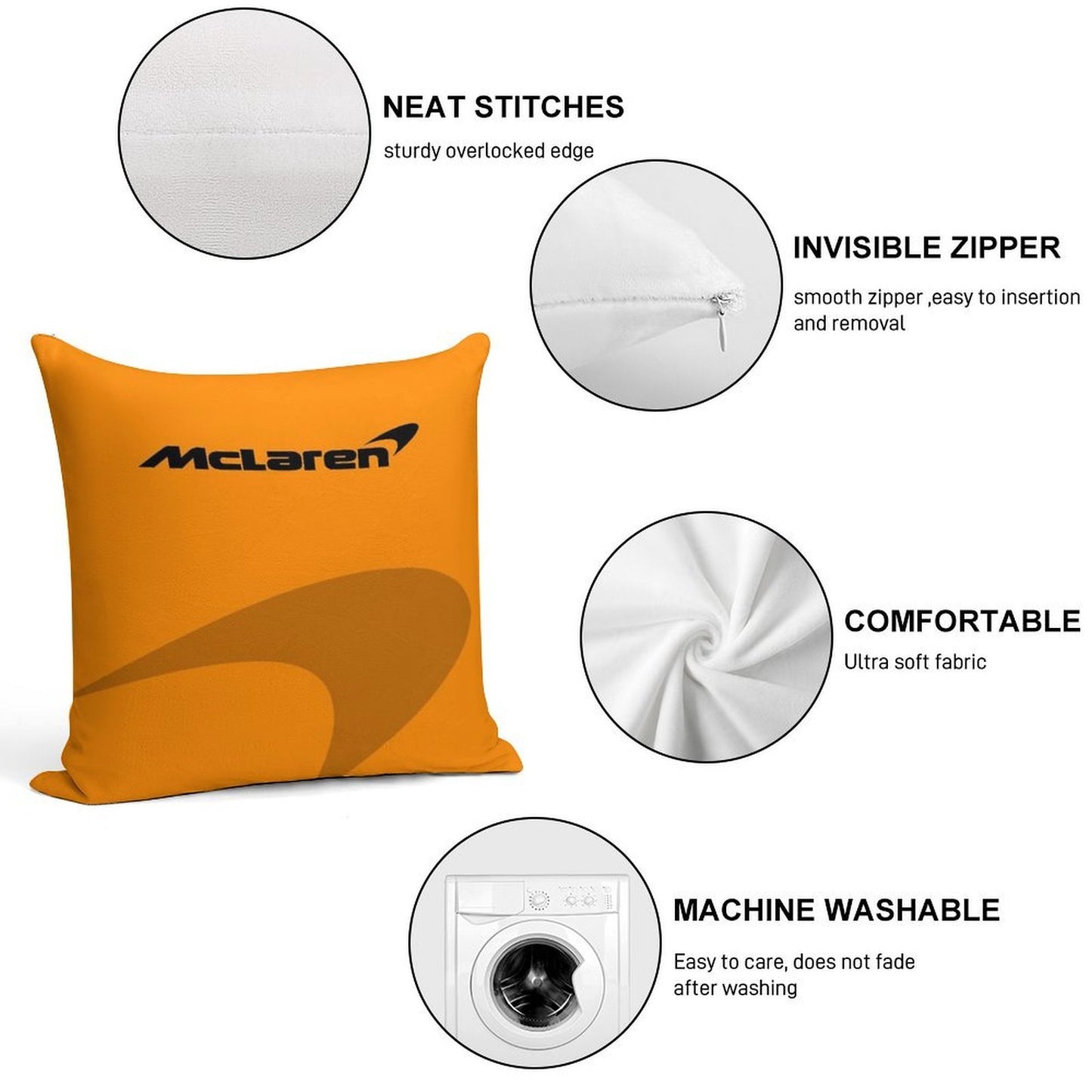 Minimalistic Mclaren Formula 1 Team Inspired Iphone Cover And Samsung Mobile Case Best Gift for F1 Fans Soft Ultra-Soft Texture Throw Pillow