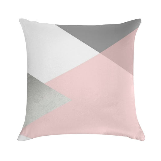 Geometrics - Grey Blush Silver Soft Gift Ready Throw Pillow