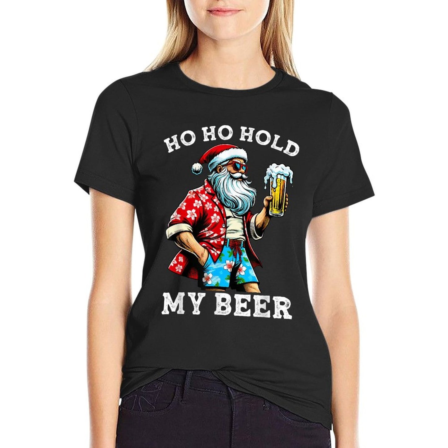 Funny Santa With Sunglasses And Beer Christmas in July  Soft T-Shirt