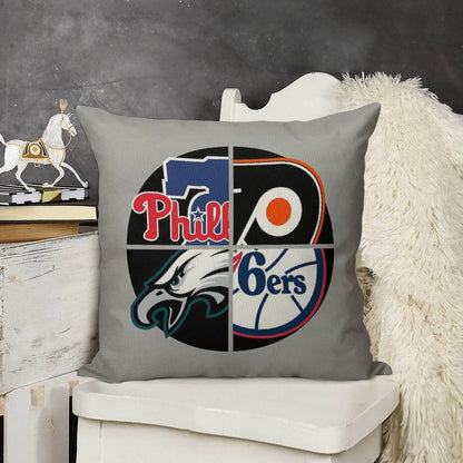 Philadelphia Sports Quad Linen Throw Pillow Cover